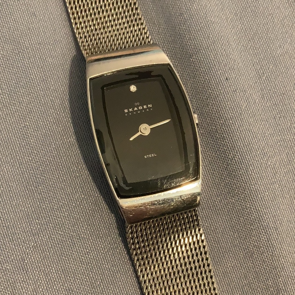 Authentic silver and black skagen watch